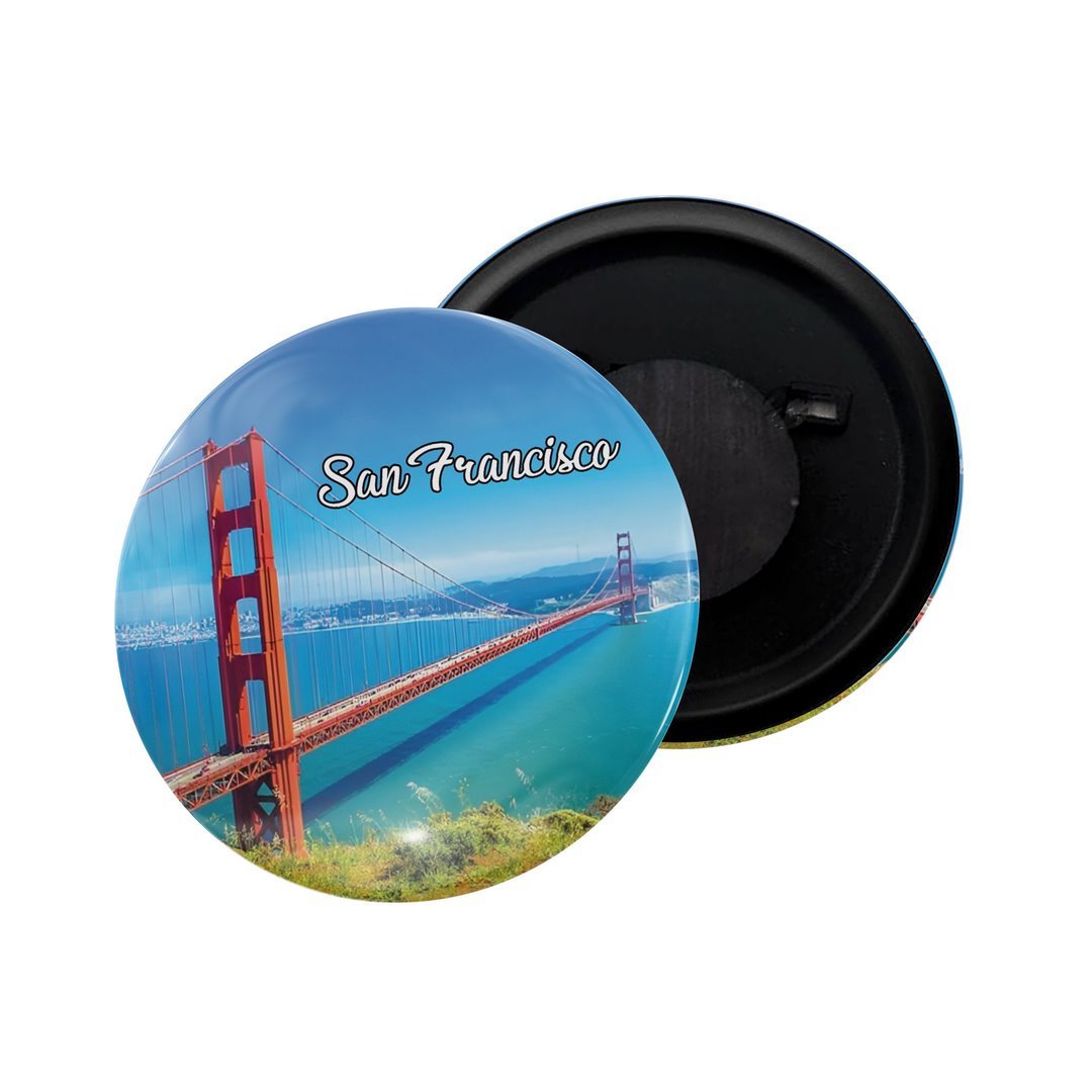 dhcrafts Fridge Magnet Multicolor California San Francisco D1 Glossy Finish Design Pack of 1 (58mm)